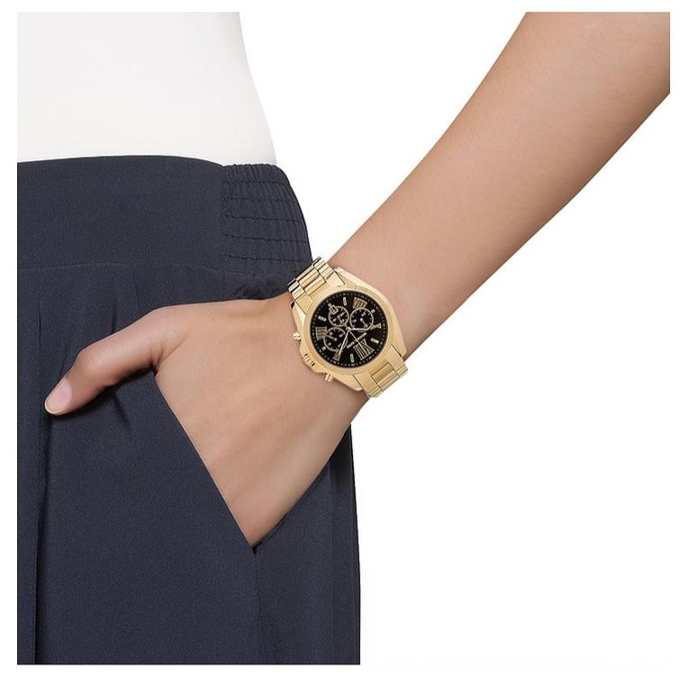Michael Kors Bradshaw Black Dial Gold Steel Strap Watch for Women - MK5739