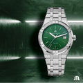 Maurice Lacroix Aikon Date Quartz Green Dial Silver Steel Strap Watch for Men - AI1108-SS002-630-1