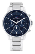 Tommy Hilfiger Tyson Chronograph Blue Dial Silver Steel Strap Watch For Men - 1710588
