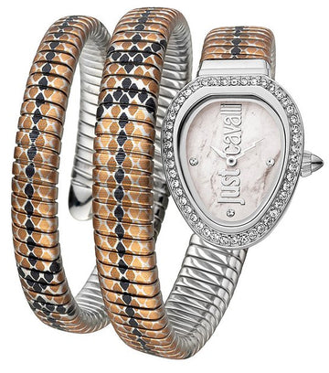 Just Cavalli Glam Snake White Dial Multicolor Steel Strap Watch for Women - JC1L163M0215