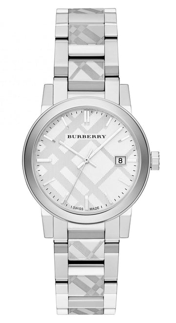 Burberry The City White Dial Silver Steel Strap Watch for Women - BU9144