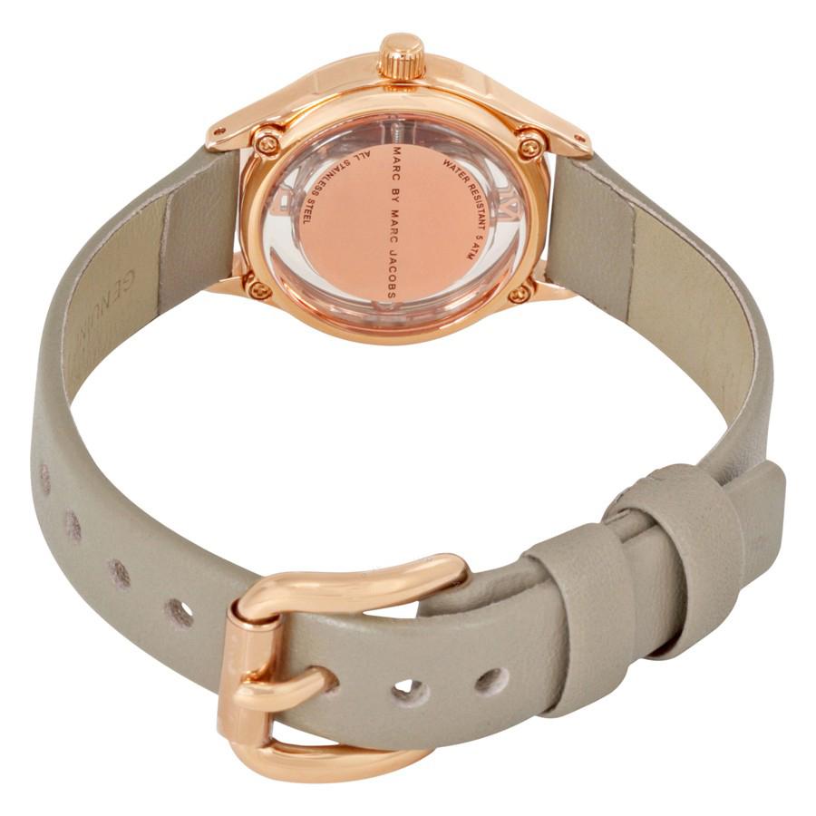 Marc Jacobs Tether Grey Dial Grey Leather Strap Watch for Women - MBM1375