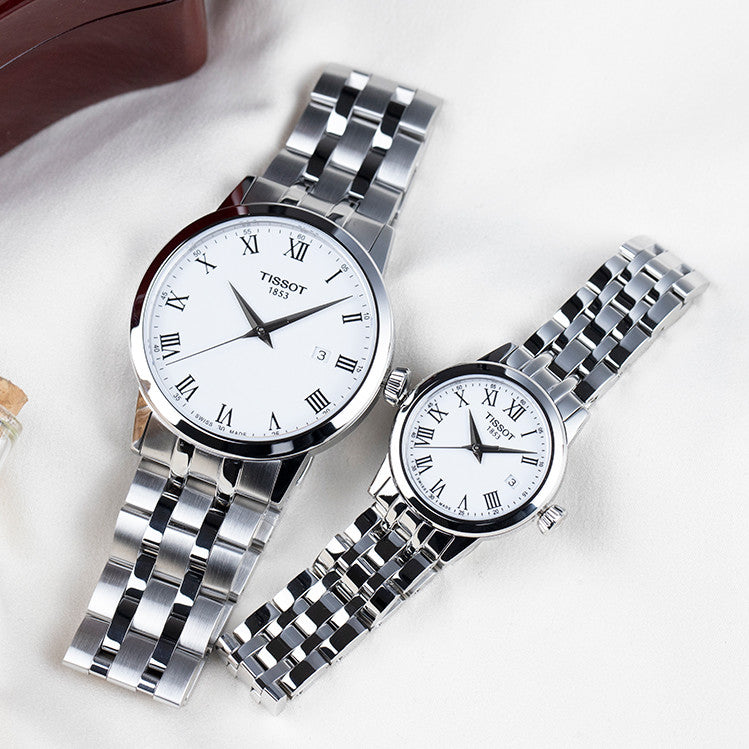 Tissot T Classic Dream White Dial Silver Steel Strap Watch For Men - T129.410.11.013.00