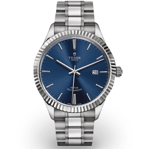 Tudor Style Automatic Blue Dial Silver Steel Strap Watch for Men - M12710-0013