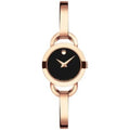 Movado Rondiro 22mm Black Dial Rose Gold Steel Strap Watch For Women - 0607065