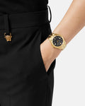 Versace Chain Reaction Quartz Black Dial Two Tone Steel Strap Watch for Men - VEDY00619
