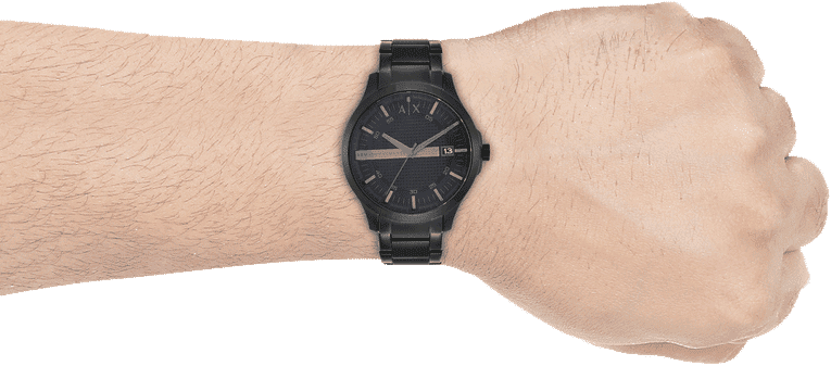 Armani Exchange Hampton Chronograph Black Dial Black Steel Strap Watch For Men - AX2104