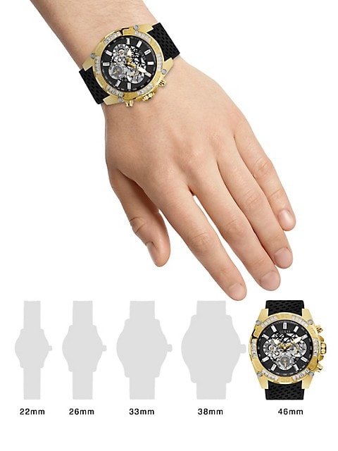 Guess Trophy Multifunction Black Dial Black Rubber Strap Watch for Men - GW0333G2