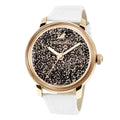 Swarovski Crystalline Hours Quartz Grey Dial Black Leather Strap Watch for Women - 5344635