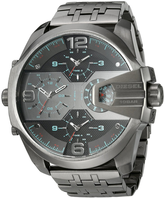 Diesel Uber Chief Black Dial Grey Stainless Steel Strap Watch For Men - DZ7372