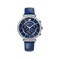 Swarovski Passage Chrono Crystal Blue Dial Blue Leather Strap Watch for Women - 5580342
