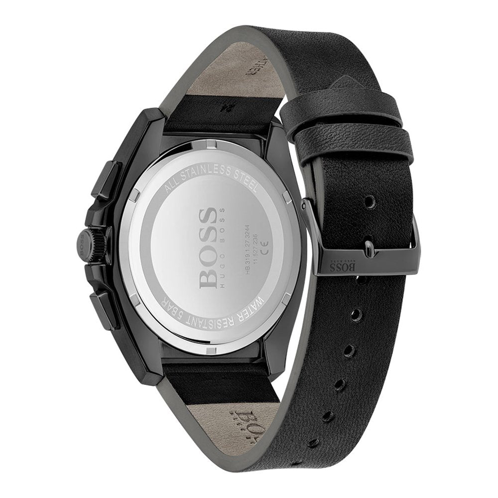 Hugo Boss Grandmaster Blue Dial Black Leather Strap Watch for Men - 1513883