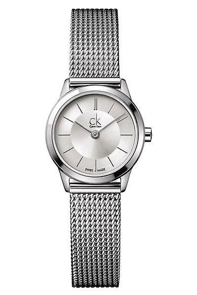 Calvin Klein Minimal White Dial Silver Mesh Bracelet Watch for Men - K3M22126
