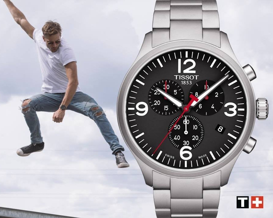 Tissot Chrono XL Black Dial Silver Steel Strap Watch For Men - T116.617.11.057.00