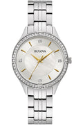 Bulova Crystal Collection Mother of Pearl Dial Silver Steel Strap Watch for Women - 96L263