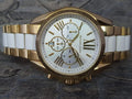 Michael Kors Bradshaw Chronograph White Dial Two Tone Steel Strap Watch For Women - MK5743
