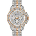 Bulova Octova Crystal Silver Dial Two Tone Steel Strap Watch for Men - 98C133
