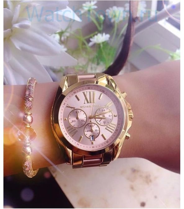 Michael Kors Bradshaw Gold Dial Two Tone Steel Strap Watch for Women - MK6359