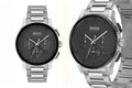 Hugo Boss Peak Black Dial Silver Steel Strap Watch for Men - 1513762