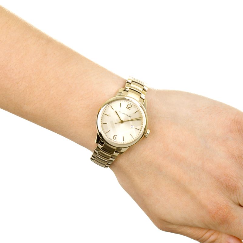 Burberry The Classic Champagne Dial Gold Steel Strap Watch for Women - BU10109