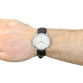 Burberry The Classic Horseferry Beige Dial Black Leather Strap Watch for Men - BU10000