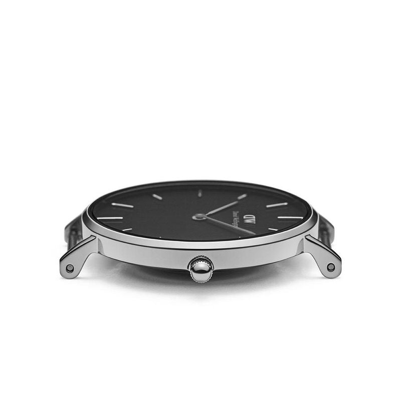 Daniel Wellington Classic Petite Bondi Black Dial White Leather Strap Watch for Women - DW00100286
