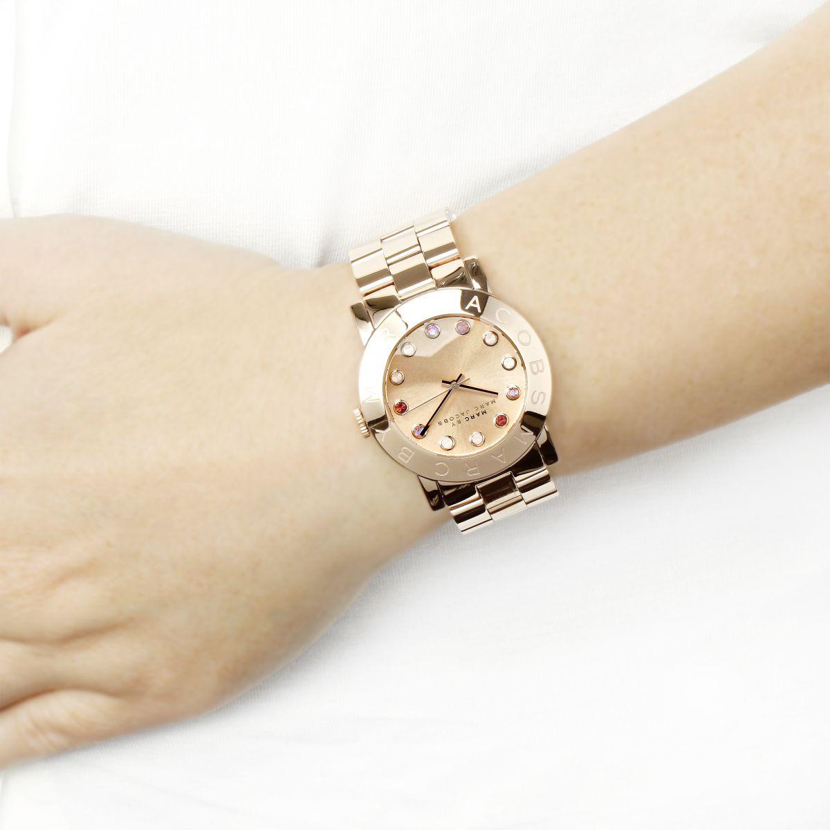 Marc Jacobs Amy Dexter Rose Gold Dial Rose Gold Steel Strap Watch for Women - MBM3216