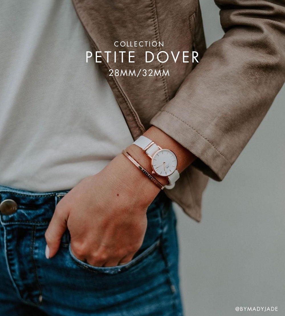 Daniel Wellington Classic Petite Dover White Dial White Nylon Strap Watch For Women - DW00100311