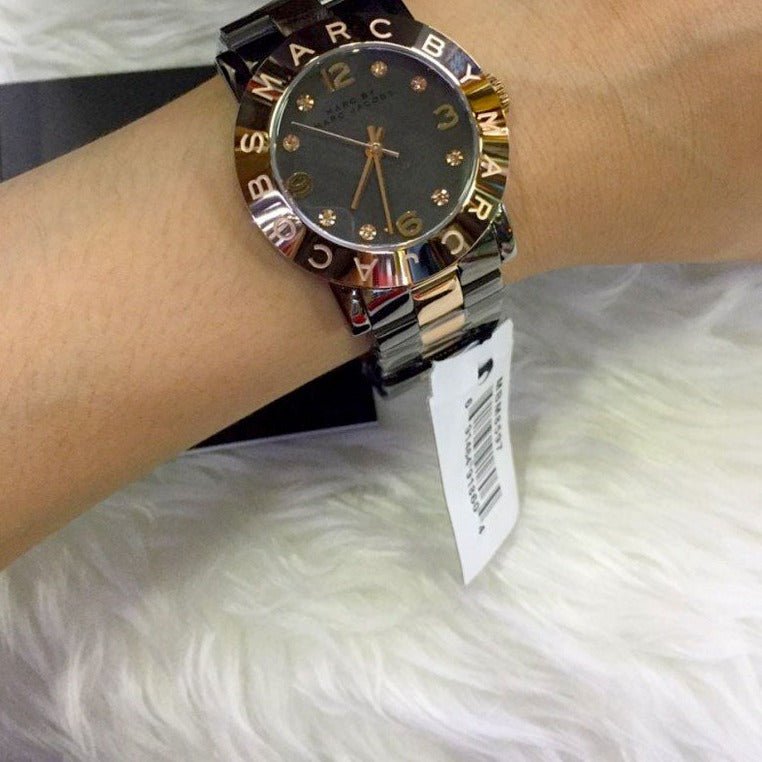 Marc Jacobs Amy Grey Dial Two Tone Steel Strap Watch for Women - MBM8597