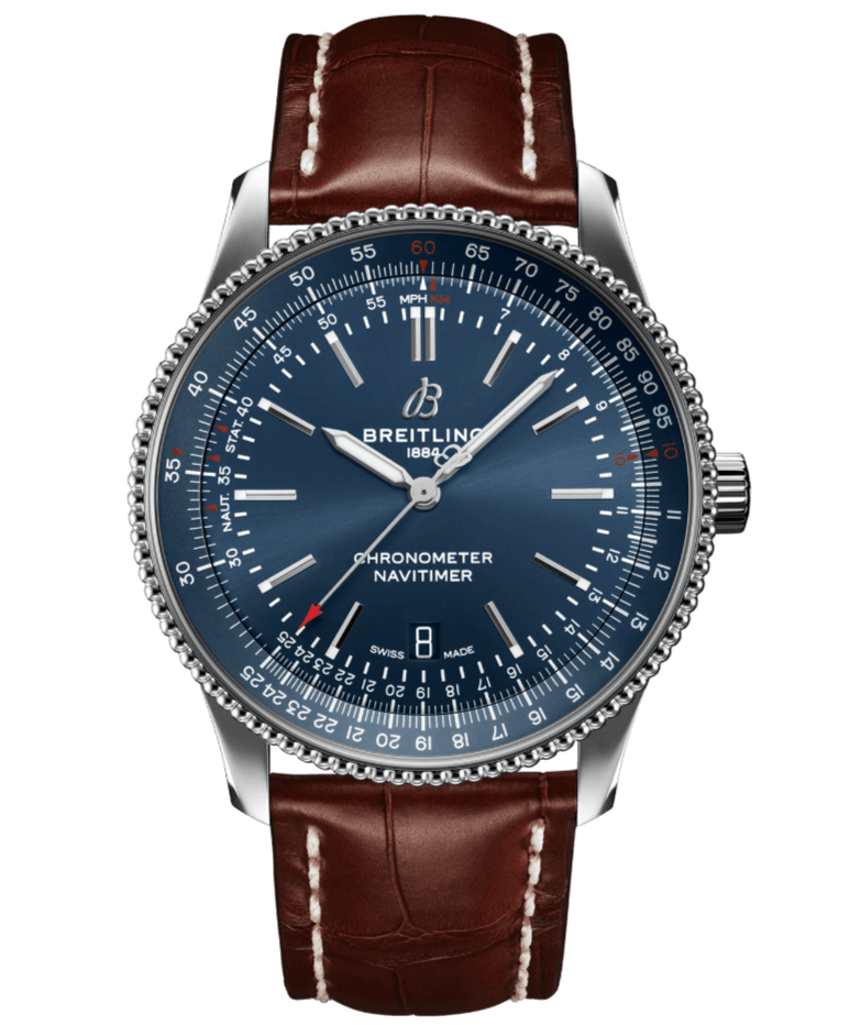 Breitling Navitimer 1 Automatic 41mm Blue Dial Brown Steel Strap Watch for Men - A17326161C1P1