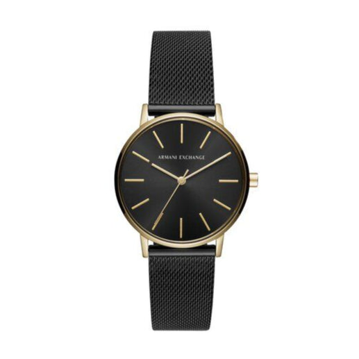 Armani Exchange Lola Three Hand Black Dial Black Mesh Strap Watch For Women - AX5548