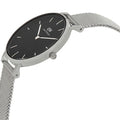 Daniel Wellington Classic Petite Sterling Black Dial Silver Mesh Bracelet Watch For Women - DW00100162