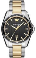 Emporio Armani Quartz Black Dial Two Tone Steel Strap Watch For Men - AR80017