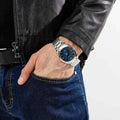 Emporio Armani Valente Quartz Blue Dial Silver Steel Strap Watch For Men - AR11085