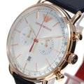 Emporio Armani Aviator Silver Dial Blue Leather Strap Watch For Men - AR11123