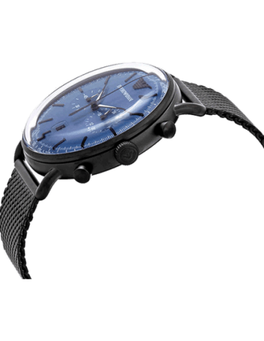 Emporio Armani Aviator Chronograph Blue Dial Black Mesh Bracelet Watch For Men - AR11201