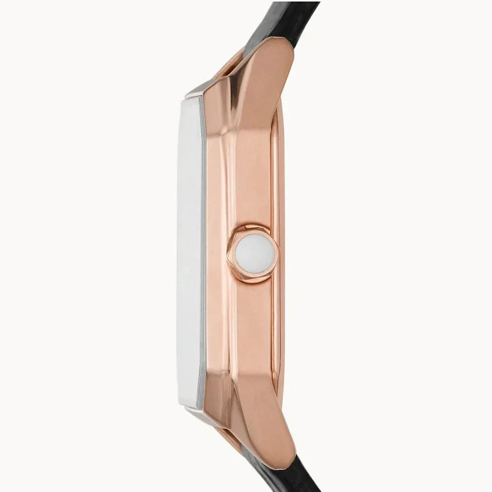 Emporio Armani Gioia Quartz Mother of Pearl Dial Black Leather Strap Watch For Women - AR11390