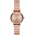 Emporio Armani Gianni T Bar Quartz Rose Gold Dial Rose Gold Steel Strap Watch For Women - AR11342