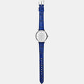 Emporio Armani Gianni T Bar Quartz Crystals Silver Dial Blue Leather Strap Watch For Women - AR11344