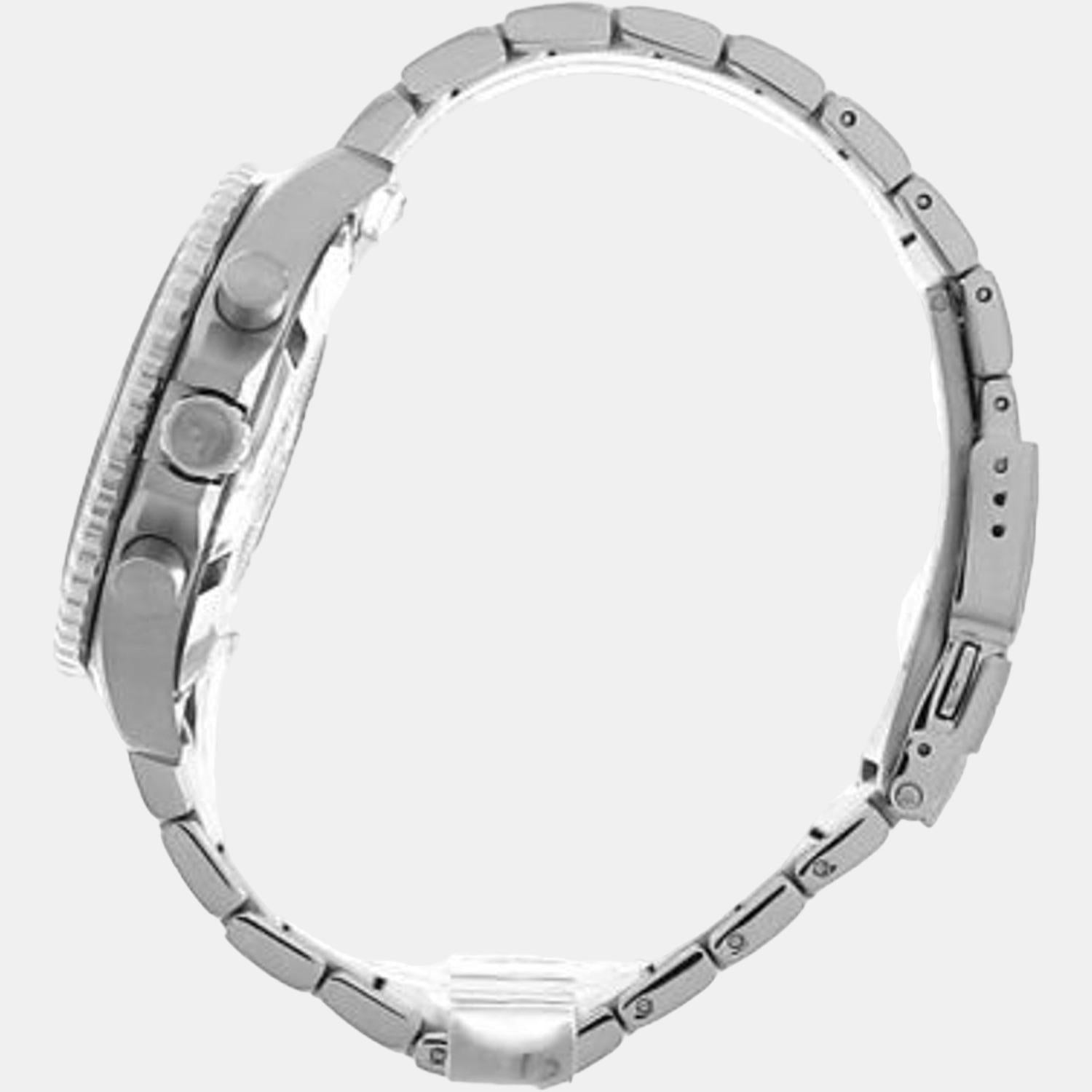 Emporio Armani Diver Chronograph Quartz Black Dial Silver Steel Strap Watch For Men - AR11360