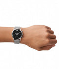 Emporio Armani Luigi Chronograph Black Dial Silver Mesh Bracelet Watch For Men - AR1811