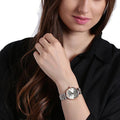 Emporio Armani Gianni T Bar Grey Dial Two Tone Steel Strap Watch For Women - AR1840
