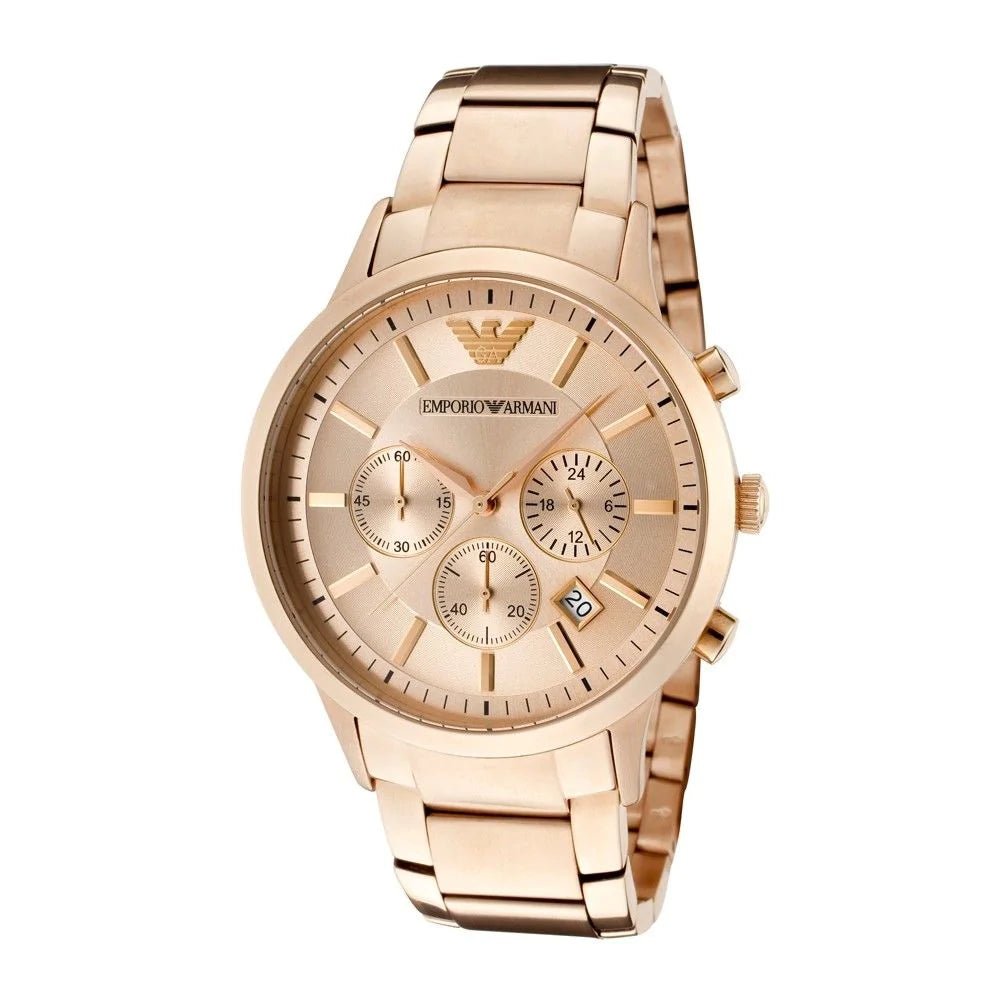 Emporio Armani Classic Rose Gold Chronograph Steel Strap Watch For Men - AR2452