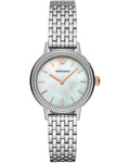 Emporio Armani Interchangeable Analog Mother of Pearl Dial Silver Steel Strap Watch For Women - AR80020
