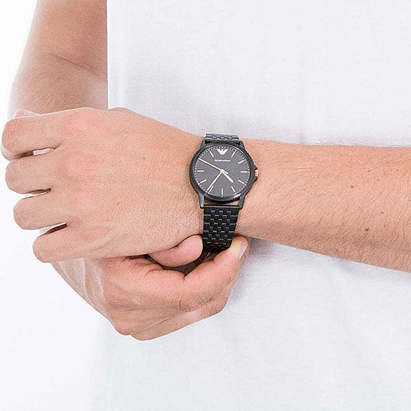 Emporio Armani Interchangeable Black Dial Black Steel Strap Watch For Men - AR80021