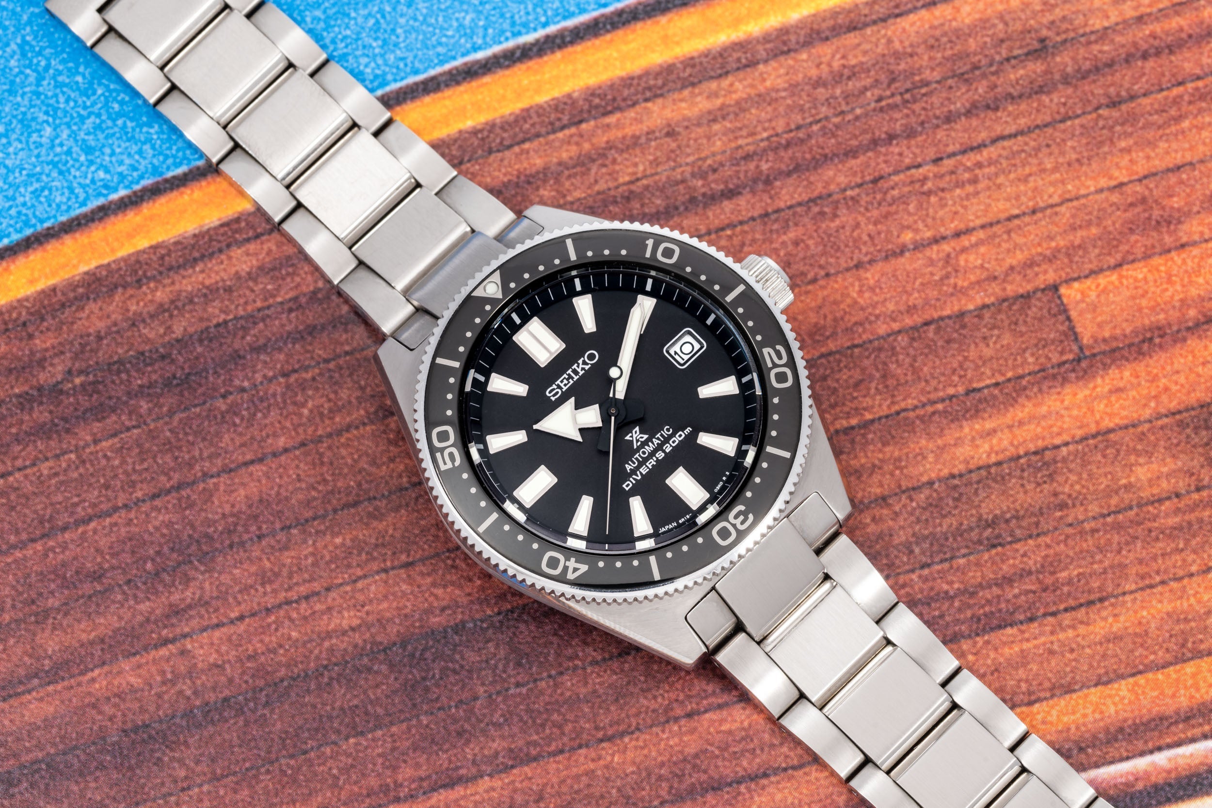 Seiko Prospex Automatic Diver Black Dial Silver Steel Strap Watch For Men - SPB051J1