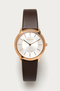 Calvin Klein Minimal White Dial Brown Leather Strap Watch for Women - K3M226G6