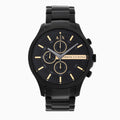 Armani Exchange Hampton Chronograph Black Dial Black Steel Strap Watch For Men - AX2164