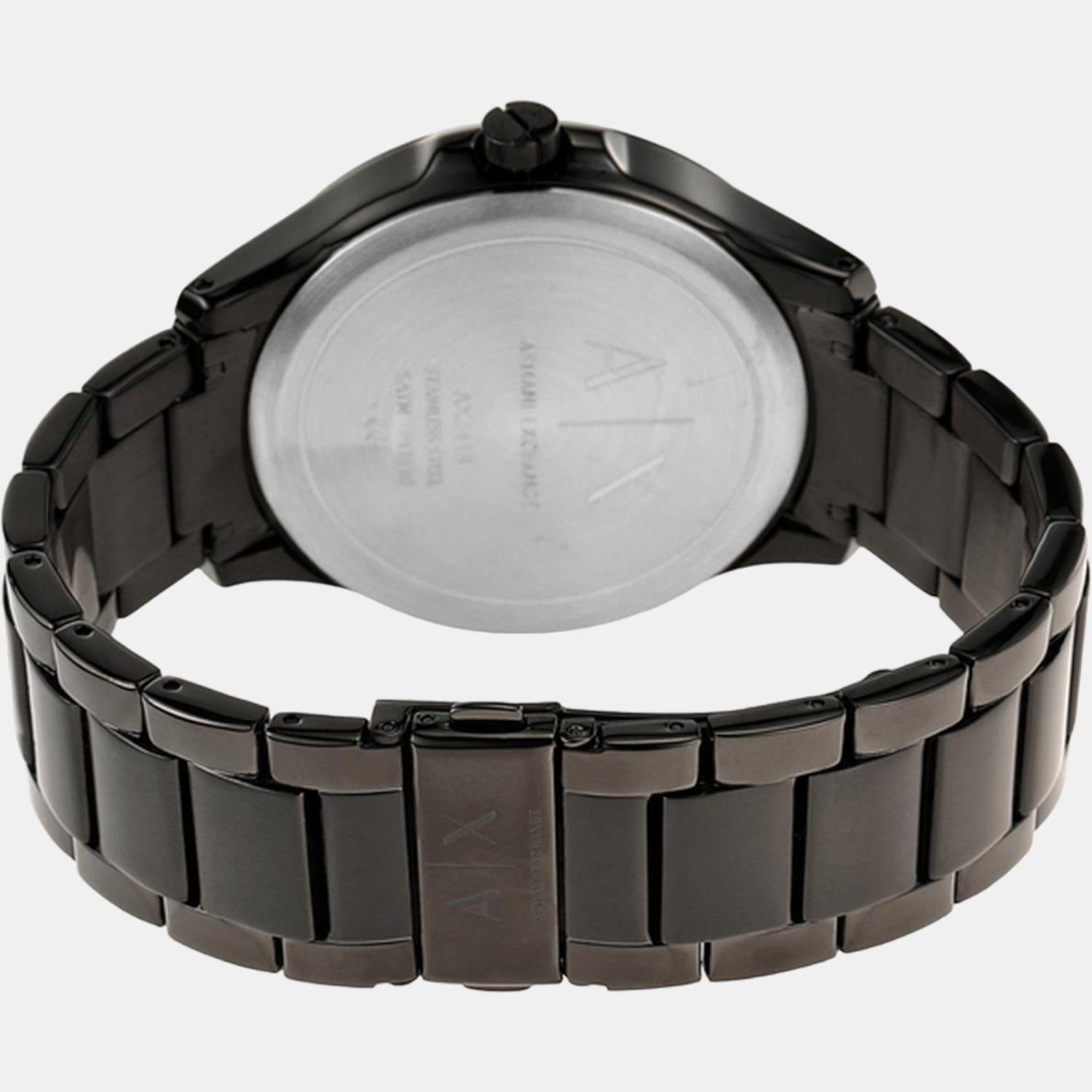 Armani Exchange Hampton Chronograph Black Dial Black Steel Strap Watch For Men - AX2413