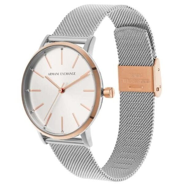 Armani Exchange Lola Analog White Dial Silver Mesh Strap Watch For Women - AX5537